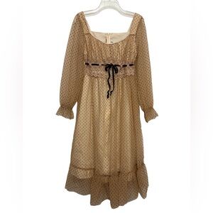 Sheer Tan Polka Dot Dress Coquette Girl